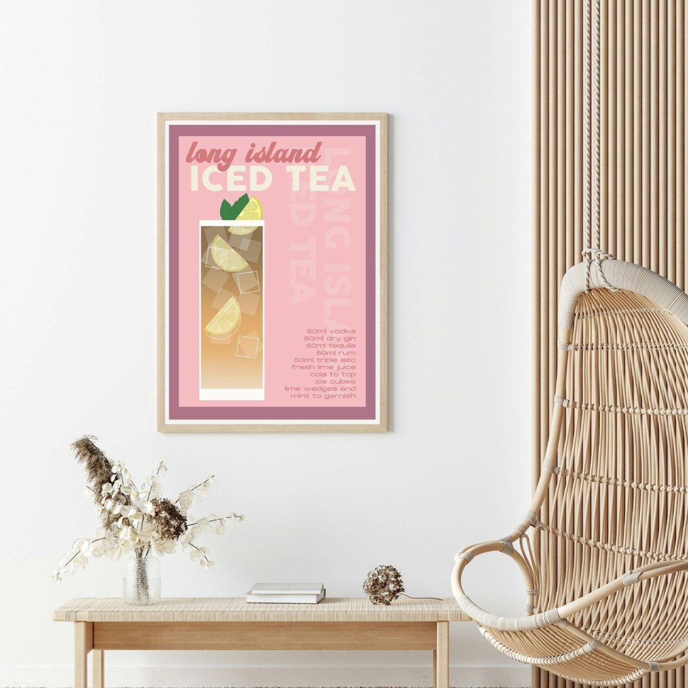 Burgundy Long Island Iced Tea Cocktail Art Print By Alaina Creates Fy